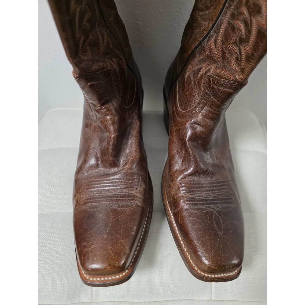 Moonshine Spirit Men's 10D Brown Leather‎ Western Cowboy Boots Square Toe